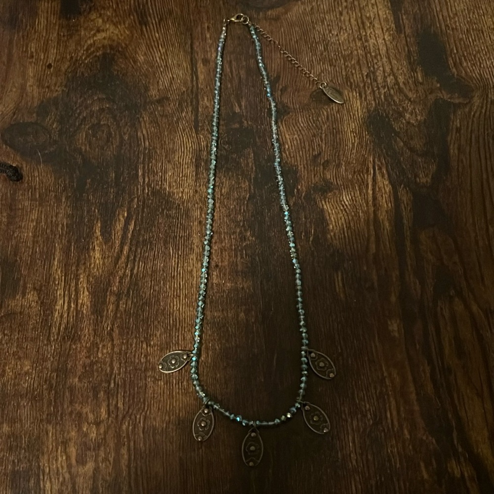 Plunder blue glass bead necklace necklace